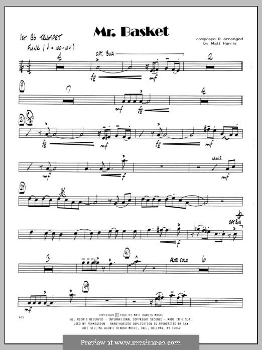 Mr. Basket: 1st Bb Trumpet part by Matthew Harris