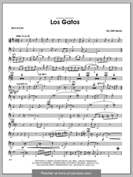 Los Gatos: 2nd Eb Alto Saxophone part by Jeff Jarvis