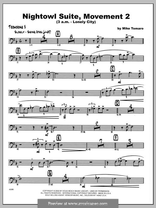 Nightowl Suite, Mvt. 2 (3 a.m. - Lonely City): 3rd Trombone part by Mike Tomaro