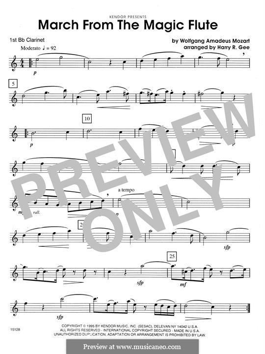 Fragmente: March, for quartet clarinets – 1st Bb Clarinet part by Wolfgang Amadeus Mozart