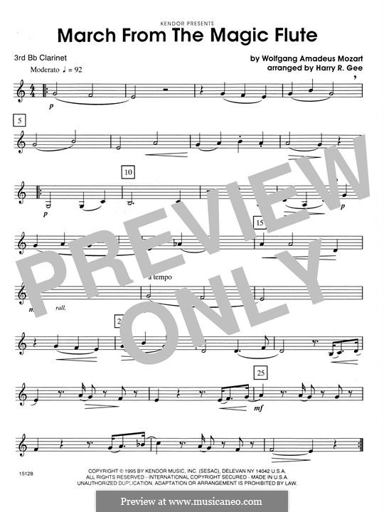 Fragmente: March, for quartet clarinets – 3rd Bb Clarinet part by Wolfgang Amadeus Mozart