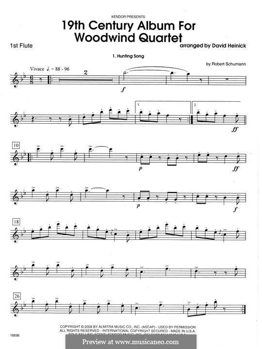 19th Century Album for Woodwind Quartet: 1st Flute part by Robert Schumann