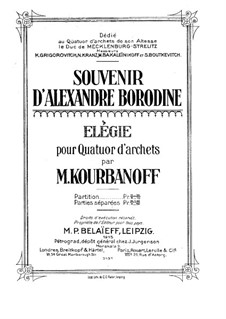 Souvenir d'Alexandre Borodine. Elegy for String Quartet: Vollpartitur by M. Kourbanoff