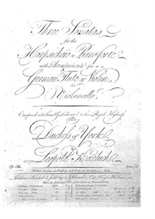 Drei Sonaten für Cembalo (oder Klavier), Flöte (oder Violine) und Cello, Op.34: Cembalo- oder Klavierstimme by Leopold Kozeluch