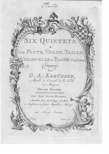 Sechs Quintette für Flöte, Oboe, Streicher und Basso Continuo, Op.10: Stimmen by Georg Anton Kreusser