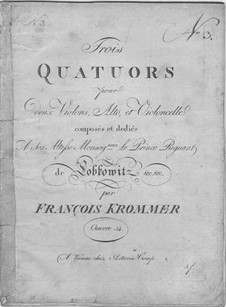 Drei Streichquartette, Op.34: Violinstimme I by Franz Krommer