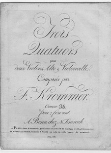Drei Streichquartette, Op.34: Stimmen by Franz Krommer