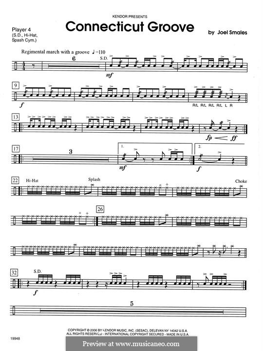 Connecticut Groove: Percussion 4 part by Joel Smales