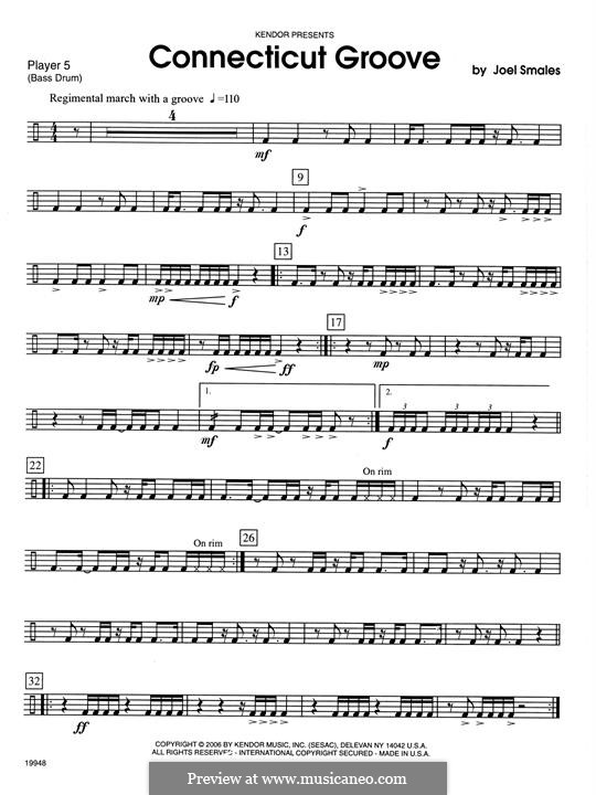 Connecticut Groove: Percussion 5 part by Joel Smales