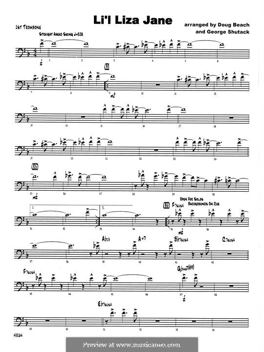 Li'l Liza Jane: 1st Trombone part by Doug Beach