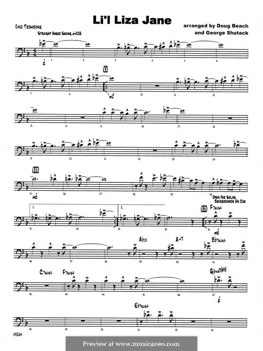 Li'l Liza Jane: 2nd Trombone part by Doug Beach