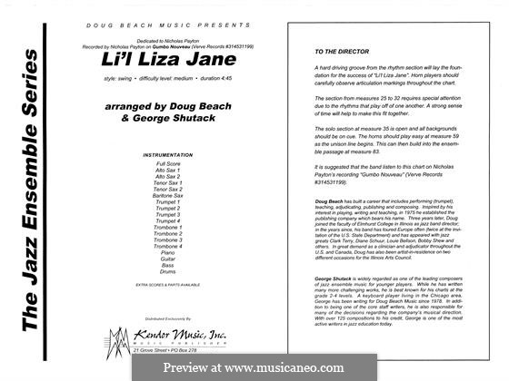 Li'l Liza Jane: Vollpartitur by Doug Beach