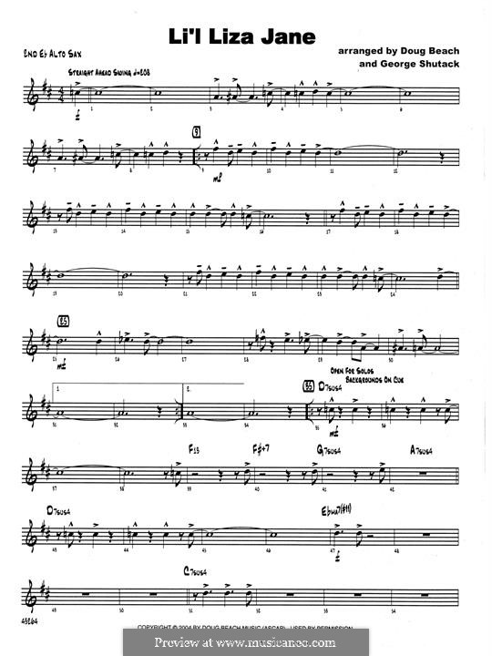 Li'l Liza Jane: Opt. Bass Clarinet part by Doug Beach