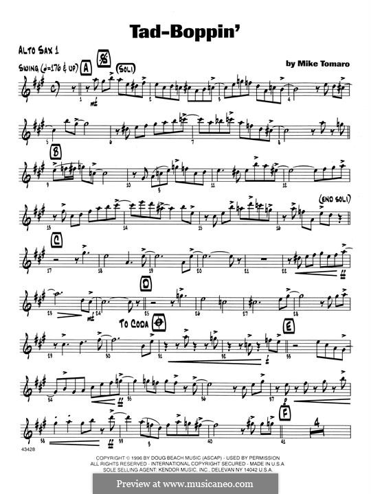Tad-Boppin: Bass Clarinet 1 & 2 part by Mike Tomaro