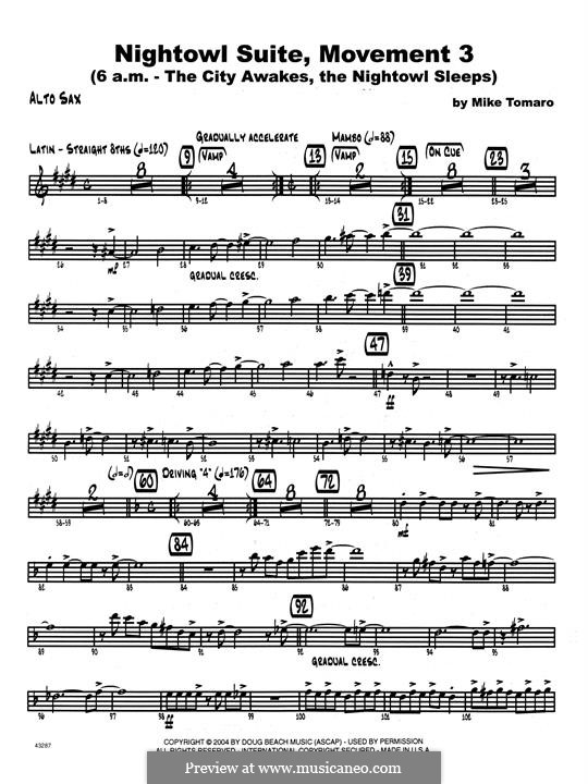 Nightowl Suite, Mvt.3: Eb Alto Saxophone part by Mike Tomaro