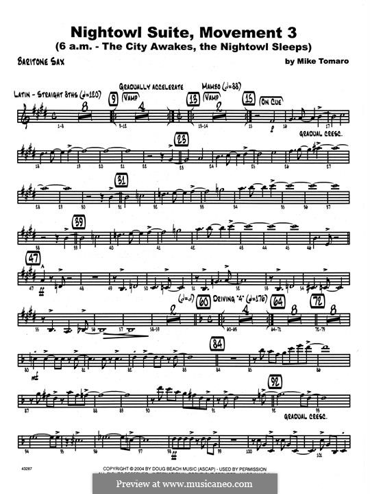 Nightowl Suite, Mvt.3: Eb Baritone Saxophone part by Mike Tomaro