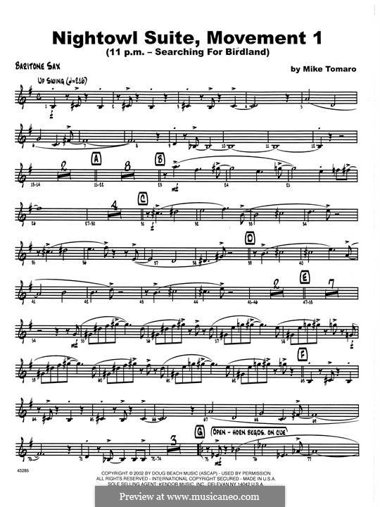 Nightowl Suite, Mvt.1: Eb Baritone Saxophone part by Mike Tomaro