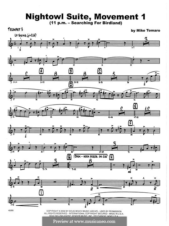 Nightowl Suite, Mvt.1: 3rd Bb Trumpet part by Mike Tomaro
