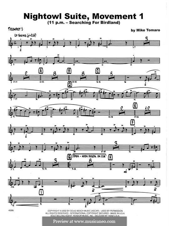 Nightowl Suite, Mvt.1: 5th Bb Trumpet part by Mike Tomaro