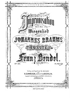Improvisation über 'Wiegenlied' von Brahms, Op.141: Für Klavier by Franz Bendel