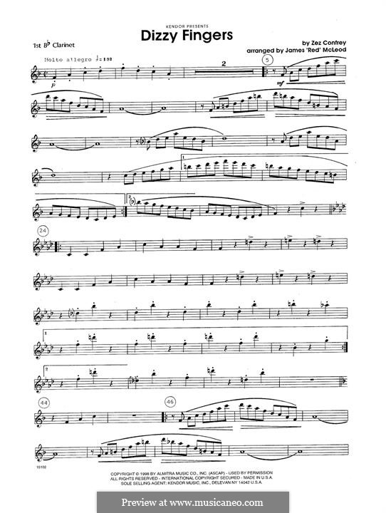 Dizzy Fingers: For clarinets - 1st Bb Clarinet part by Zez Confrey