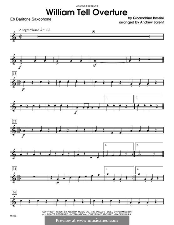 Overture (Printable Scores): For quartet saxophones – Eb Baritone Saxophone part by Gioacchino Rossini