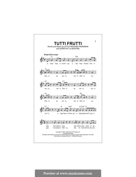 Tutti Frutti: Für Keyboard by Little Richard, Dorothy La Bostrie