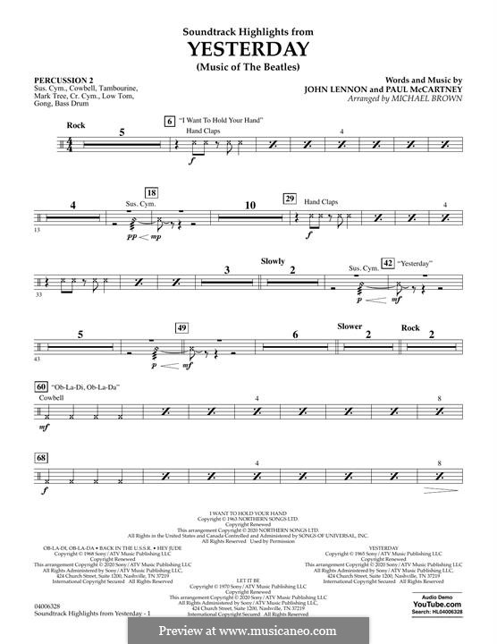 Highlights from Yesterday (Music of The Beatles): Percussion 2 part by John Lennon, Paul McCartney