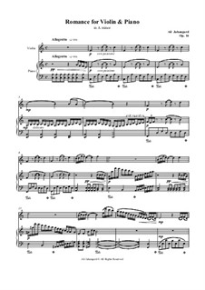 Romance for Violin and Piano - in A minor, Op.16: Romance for Violin and Piano - in A minor by Ali Jahangard