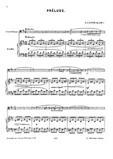 Drei Klavierstücke, Op.11: Nr.1 Präludium für Cello und Klavier – Partitur by Anatoli Ljadow