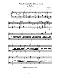 Konzert für Klavier und Orchester Nr.24 in c-Moll, K.491: Bearbeitung für Klavier by Wolfgang Amadeus Mozart