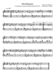 Für Elise, für Klavier, WoO 59: For a single performer by Ludwig van Beethoven