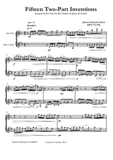 Voller Satz, BWV 772-786: For Alto Flute and Bass Clarinet by Johann Sebastian Bach