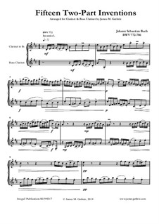 Voller Satz, BWV 772-786: For Clarinet and Bass Clarinet by Johann Sebastian Bach