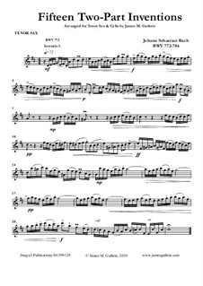 Voller Satz, BWV 772-786: For Tenor Sax and Cello by Johann Sebastian Bach