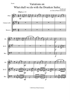 Variations on What shall we do with the drunken sailor: For wind trio (oboe, clarinet, bassoon) by folklore