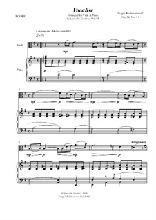 Vocalise, Op.34 No.14: Für Viola und Klavier by Sergei Rachmaninoff