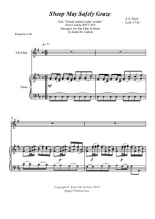 Schafe können sicher weiden: For alto flute and piano by Johann Sebastian Bach
