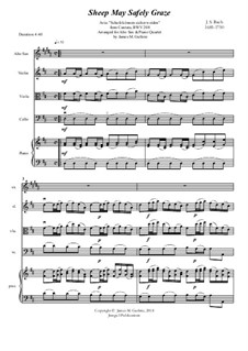 Schafe können sicher weiden: For alto sax and piano quartet by Johann Sebastian Bach