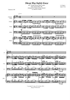 Schafe können sicher weiden: For clarinet and piano quartet by Johann Sebastian Bach