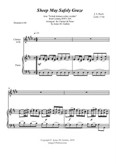 Schafe können sicher weiden: Für Klarinette und Klavier by Johann Sebastian Bach