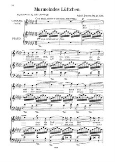 Sieben Gesänge für Stimme und Klavier, Op.21: Nr.4 Muemelndes Lüftchen by Adolf Jensen