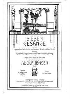 Sieben Gesänge für Stimme und Klavier, Op.21: Alle Lieder by Adolf Jensen