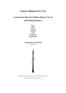 Concerto No.8 in g minor: For oboe and string orchestra – score, parts by Tomaso Albinoni