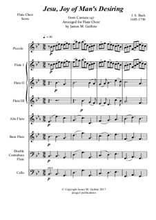 Wohl mir, dass ich Jesum habe: For flute choir by Johann Sebastian Bach