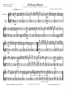 14 Easy Duets: For Alto & Bass Flute by Johann Sebastian Bach