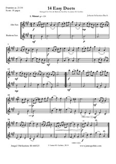14 Easy Duets: For Alto & Baritone Sax by Johann Sebastian Bach