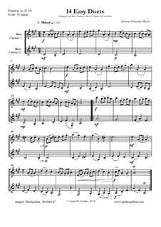 14 Easy Duets: For Bass Clarinets by Johann Sebastian Bach