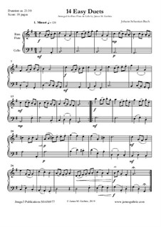 14 Easy Duets: For Bass Flute & Cello by Johann Sebastian Bach