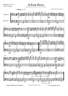 14 Easy Duets: For Bassoons by Johann Sebastian Bach